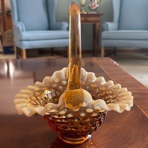 Fenton Hobnail Cameo Opalescent 8 inch basket.